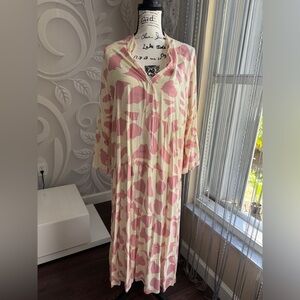 Chic Pink and Cream Maxi Dress